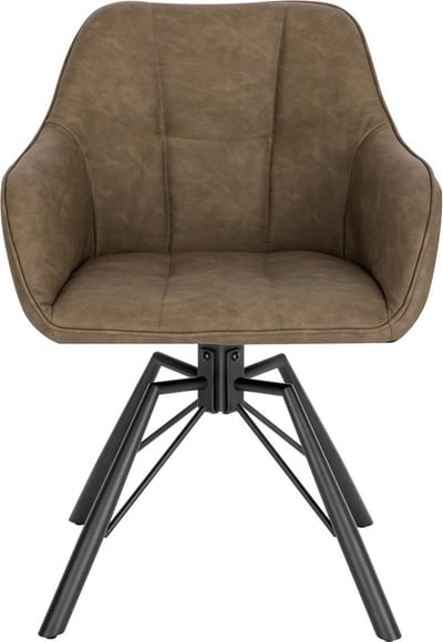 BukkitBow - Eetkamerstoel / Keukenstoel - Dik gevoerde Kunstleder/Leer Stoel - 360 Graden Draaibaar - Zithoogte 48CM - Bruin