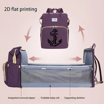 1 stuks Moeder Tas, een veelzijdige luiertas met een verschoonstation, ritssluiting en een flessenhouder, perfect voor vrije tijd en reizen,Paars