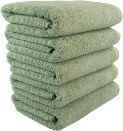 Biologische Handdoekenset - 50x100cm - 5 Stuks - 100% Katoen - GOTS & Vegan - Hotelkwaliteit - Lichtgroen - De Linde Home
