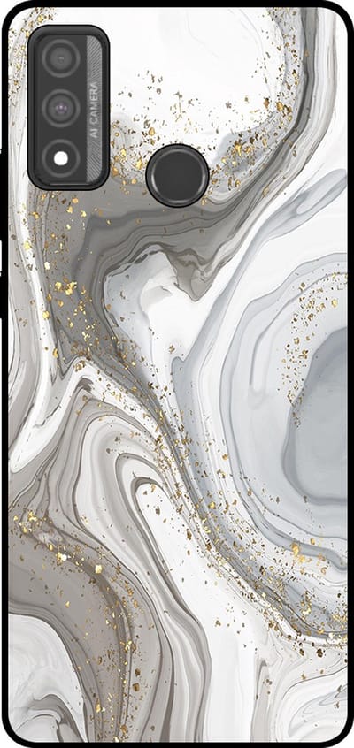 Smartphonica Telefoonhoesje Geschikt voor Huawei P Smart (2020) met marmer opdruk - TPU backcover case marble design - Zilver geschikt voor Huawei P Smart (2020)