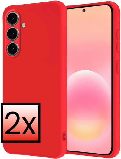 Hoesje - 2 Stuks - Geschikt voor Samsung Galaxy A57 - Sterk & Shockproof - Case Siliconen - Back Cover - Telefoon Hoes - Rood