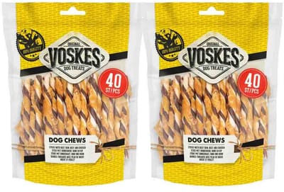 Voskes Hondensnack Rawhide Sticks Kip - Rund - 2 x 400 gr - Voordeelverpakking
