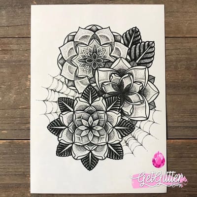 GetGlitterBaby® - Henna Plak Tattoo / Tijdelijke Tattoos / Nep Tatoeage / Festival Tattoes / Temporary Tattoo Sticker - Mandala / Bloemen / Flowers