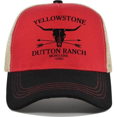 Casquette de baseball Yellowstone sérigraphie casquette en maille Yellowstone casquette à visière hommes et femmes lavée respirante chapeau de soleil adjustable red