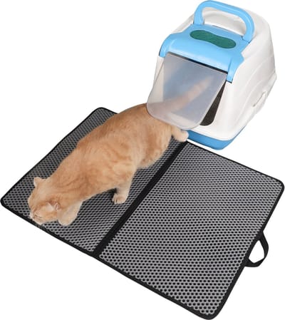 Lavida® Kattenbakmat - 45x60 cm - Dubbele Laag & Waterdicht - Honingraatdesign- Grit Opvanger- Grijs