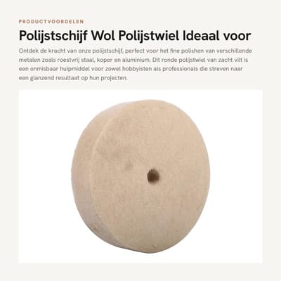 Dailygoods- Polijstschijf Wol - Polijstschijven 125 mm - Polijstschijven Boormachine - Polijstpasta - Voor Roestvrij Staal en Metalen - Lange Levensduur - Polijstwiel