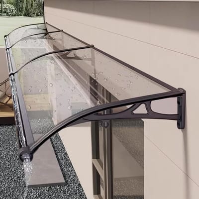 Voordeur Luifel - Regenbescherming Huis - Droge Entree Houden - Massief Polycarbonaat - 100x150cm - Transparant
