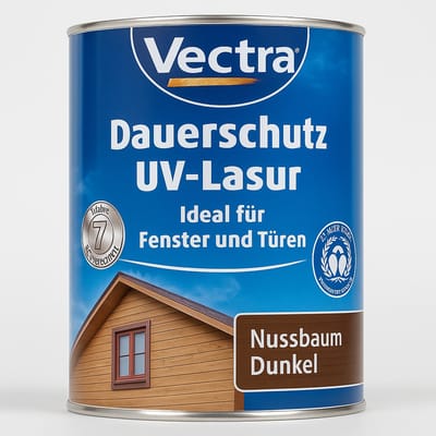 Vectra Dauerschutz UV-Lasur Nussbaum Dunkel 2,5 L | Hoogwaardige PU-Lasur Buiten & Binnen | UV- en Weerbestendig Houtbescherming