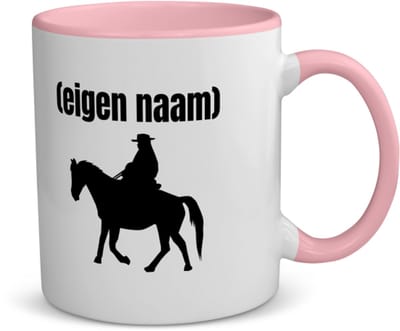 Akyol - cowboy op paard met eigen naam koffiemok - theemok - roze - Cowboy - cowboy liefhebbers - wilde westen - verjaardag - cadeau - kado - 350 ML inhoud