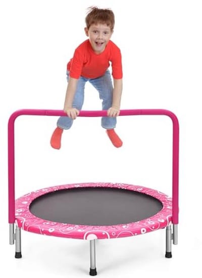 Mini-trampoline voor kinderen met handgreep en veiligheidsafdekking - Opvouwbare tuintrampoline 92 cm