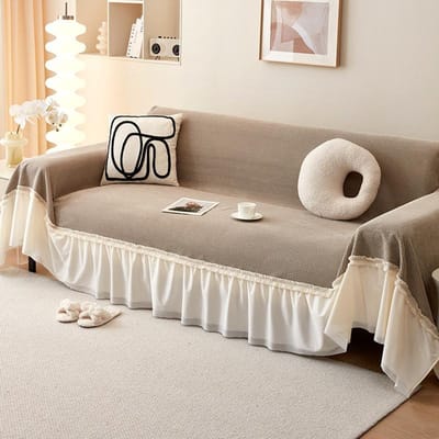 Sofa Handdoekhoes Stof Antislip Franse Crème Stijl Volledig Pakket Universeel Stof Deken Huidvriendelijk Delicaat Decoratief Kussen 180x130cm1pcs
