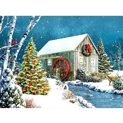 Diamant broderie paysage de noël bricolage diamant mosaïque neige diamant peinture hiver décoration de la maison 20X30CM blue