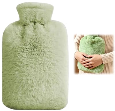 1 stuk - Kruik - Draagbare kruik - 500 ml warm kompreszak - Met fleece hoes -Verbrede waterinlaat - Geschikt voor het verwarmen van handen, rug, nek en benen - Groen - 13*21 cm