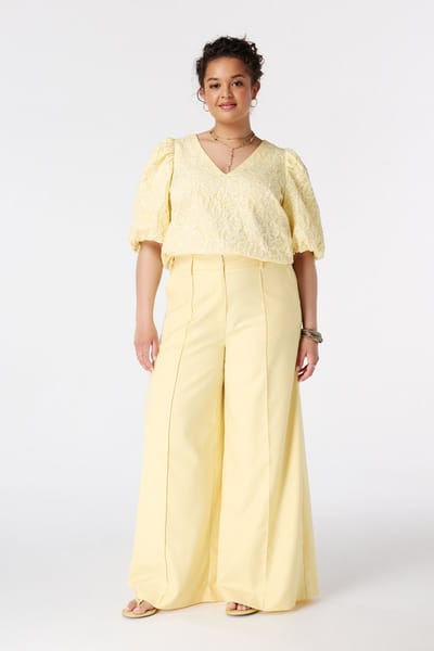 MS Mode Broek Wide leg pantalon met siernaden
