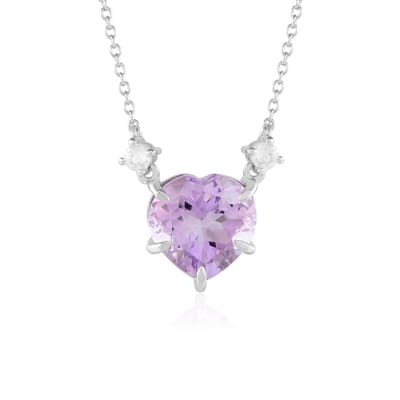Cavill - Zilveren Halsketting - 925 Sterling Zilver - Hartvormige Amethist 4,66 ct & Witte Topaas 0,19 ct - Elegante Romantische Dames Sieraden