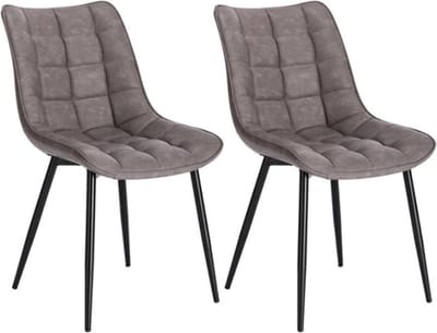 Eetkamerstoelen - Grijs - PU Leer - Kuipstoel - Fauteuil - Set van 2 - Keuken