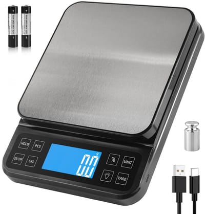 EXCITAT Weegschaal - Broodweegschaal - USB oplaadbaar - Elektronische weegschaal voor thuis - Geschikt voor bakkerijen, toetjeswinkels en bakkerijen - Zwart