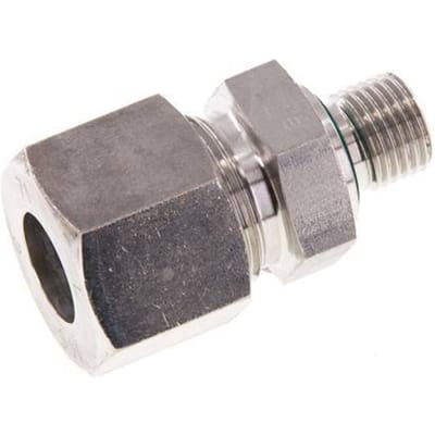 G 1/4'' Buitendraad x 14S RVS Rechte Snijring Koppeling met FKM Afdichting 630 Bar DIN 2353 - FL2S-MC-STFP-014G-14-S