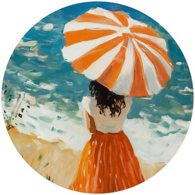 Glasschilderij Meisje met parasol - Ø 70 - Glas - REINDERS