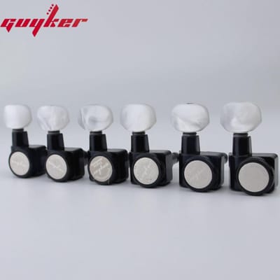 1 Set Guyker 6 In-Line Pro Stemmechanieken Zonder Schroeven Vergrendelende Stemmechaniek Knopjes Parelmoer Stemknoppen Chroom Zwart Goud 6R