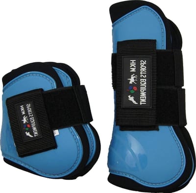 Peesbeschermers strijkkappen set - Beenbescherming paard - Springen en rijden - Schokabsorberend duurzaam materiaal - Set van 4 - Babyblauw Zwart