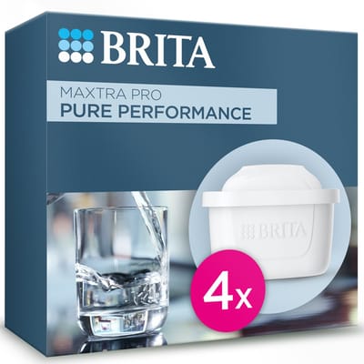BRITA waterfilterpatroon MAXTRA PRO Pure Performance - 4 stuks - Originele waterfilter voor BRITA waterfilterkannen - filtert onzuiverheden zoals Herbiciden, PFAS, chloor, kalk en metalen