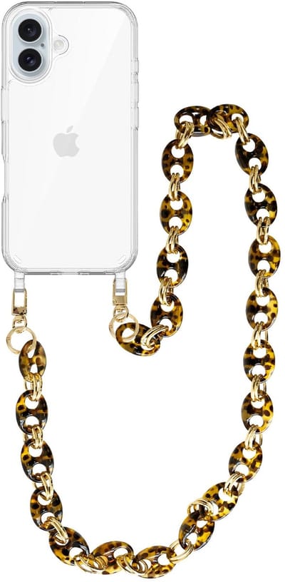 xoxo Wildhearts siliconen hoesje - Geschikt voor iPhone 17 - Marble Brown - Lang Koord - Telefoonhoesje - Hoesje met koord - telefoonkoord - Transparant hoesje - Lang marmerprint bruin koord