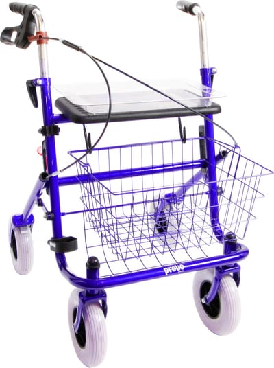 Rollator 43 cm zitbreedte - Premis Provo - Tot 120 kg - In hoogte verstelbaar - Eenzijdig rechts geremd - Metallic Blauw