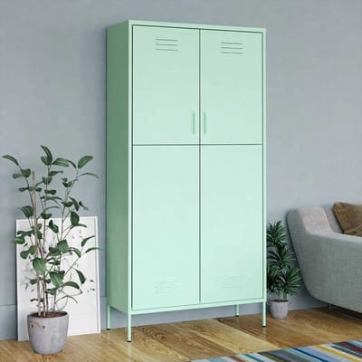vidaXL - Kledingkast - 90x50x180 - cm - staal - mintkleurig