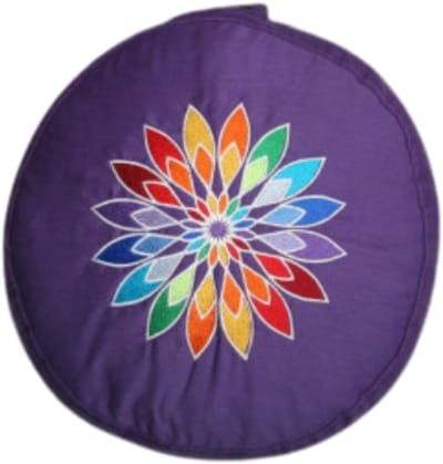YogaStyles Meditatiekussen Symbolic Rainbow met paarse kant