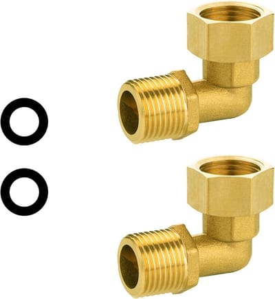 Verstelbare Messing Schroefverbinding 1/2 inch, 90 Graden Hoekverbinding met Ringen voor Pijpsystemen, Geschikt voor Water- en Gasinstallaties