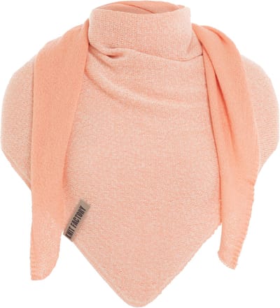Knit Factory Ella Omslagdoek - Driehoek Sjaal Dames - Katoenen sjaal - Luchtige Sjaal voor de lente, zomer en herfst - Stola - Ecru/Apricot - 180x70 cm