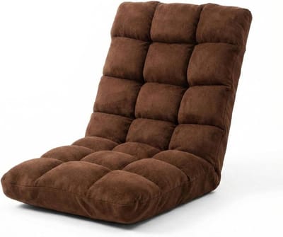 Vloerstoel met rugleuning - Verstelbare stoel - Ontspannen lezen - 5-voudig verstelbaar - Opvouwbaar ontwerp - Grijs