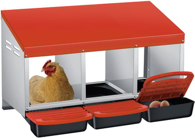 Kippenlegnest - Nistkast voor Kippen - Voor Buiten en Pluimvee - 79,5x48x47 cm - 3 Afdelingen - Oranje