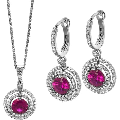 Orphelia 'Belina' Dames 925 Sterling Zilveren Set: Keten-Hanger + Oorbellen - Zilver SET-7049