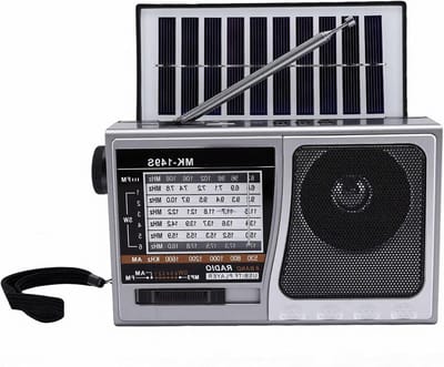 Noodradio Zonne-energie - Weerradio Zaklamp - Buitenactiviteiten - Bluetooth Connectiviteit - 18 x 11 x 6.5 cm - Zwart