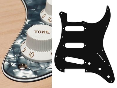 Boston ST-413-PB pickguard, Stallion, standard, SSS, 3 pot holes, 3-5 switch, 4 ply, pearl black