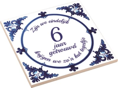 Huwelijk Cadeau | Zijn We Eindelijk 6 Jaar Getrouwd, Krijgen We Zo'n Kut Tegeltje | Kuttegel | Huwelijkscadeau | Huwelijksverjaardag | Spreuktegel
