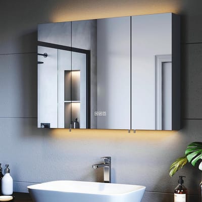 Luxe Badkamer Spiegelkast 90x60 cm met LED Verlichting, Dimbaar, 3 Kleuren en Anti-Condens