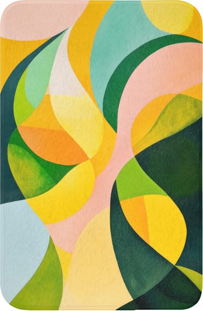 WC mat 40x60 cm - Antislip - Abstract - Geel - Roze - Groen - Toiletmat - Vloermat - Douchemat - Toilet tapijt - Toiletmatten