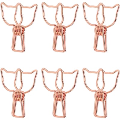 100 stuks Binderclips Schattige Cartoon Kat Vorm Metalen Holle Lange Staart Klemmen Papierklemmen Kantoor rosé gouden kleur