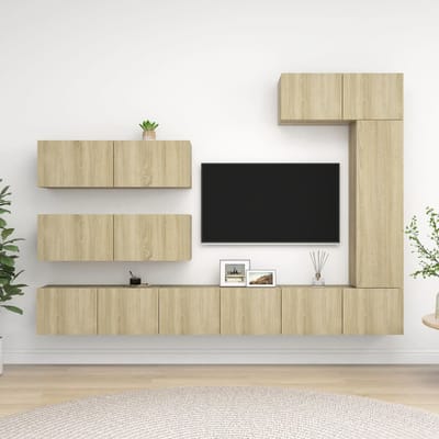 vidaXL - 7-delige - Tv-meubelset - bewerkt - hout - sonoma - eikenkleurig