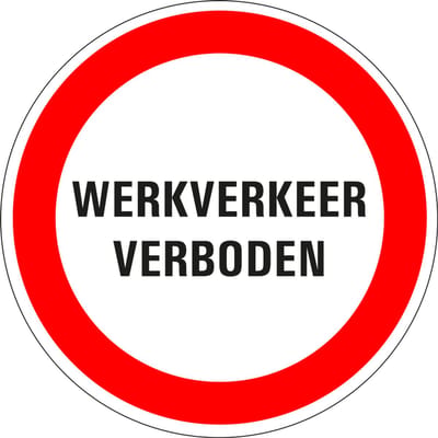 Werkverkeer verboden bord - kunststof 100 mm