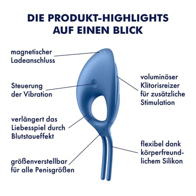 Satisfyer, penisring, Swordsman, in maat verstelbaar, met powermotor, gemaakt van siliconen