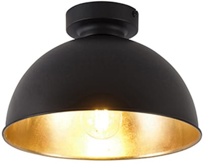 QAZQA magnax - Industriele Plafondlamp - 1 lichts - Ø 28 cm - Zwart Goud - Industrieel - Woonkamer | Slaapkamer | Keuken