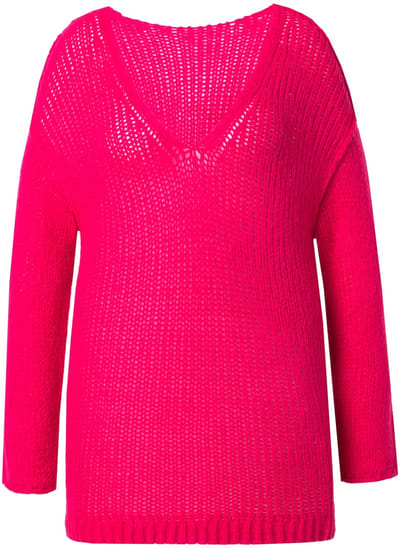 Angel of Style - Dames - Trui oversized ballonmouw V-hals - Neon bes - Maat 42