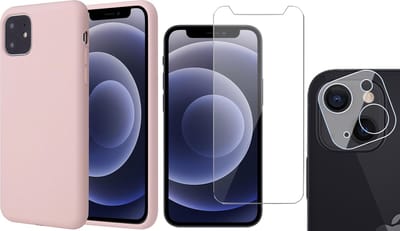 Hoesje geschikt voor iPhone 13 - Fluweelzachte Backcover - Roze - Met Screenprotector en Camera Screen Protector