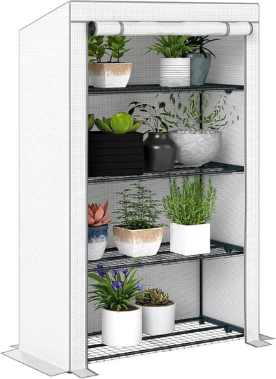 Mini Kas - Kweekkas Tuin - Planten Beschermen - Vier Lagen - 110 x 50 x 171cm - Grijs