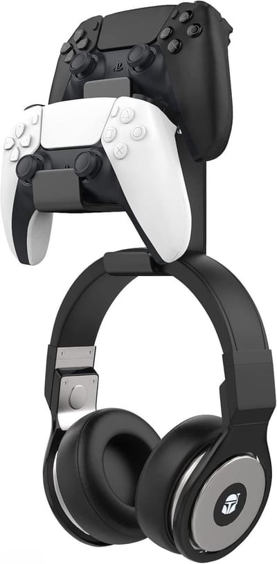 Dual Gamepad Controller en Hoofdtelefoon Hanger voor Xbox, PS en PC - Wandmontage voor Alle Universele Headsets, Zwart