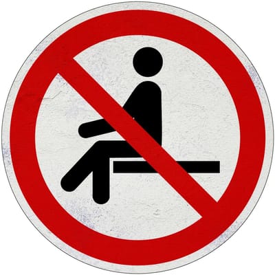 Niet zitten verbodsbord - P018 | Sign Again materiaal | 10 cm